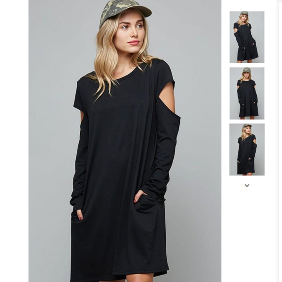 TERRY Dress w/ Cutout Sleeves - Picture 4 of 6